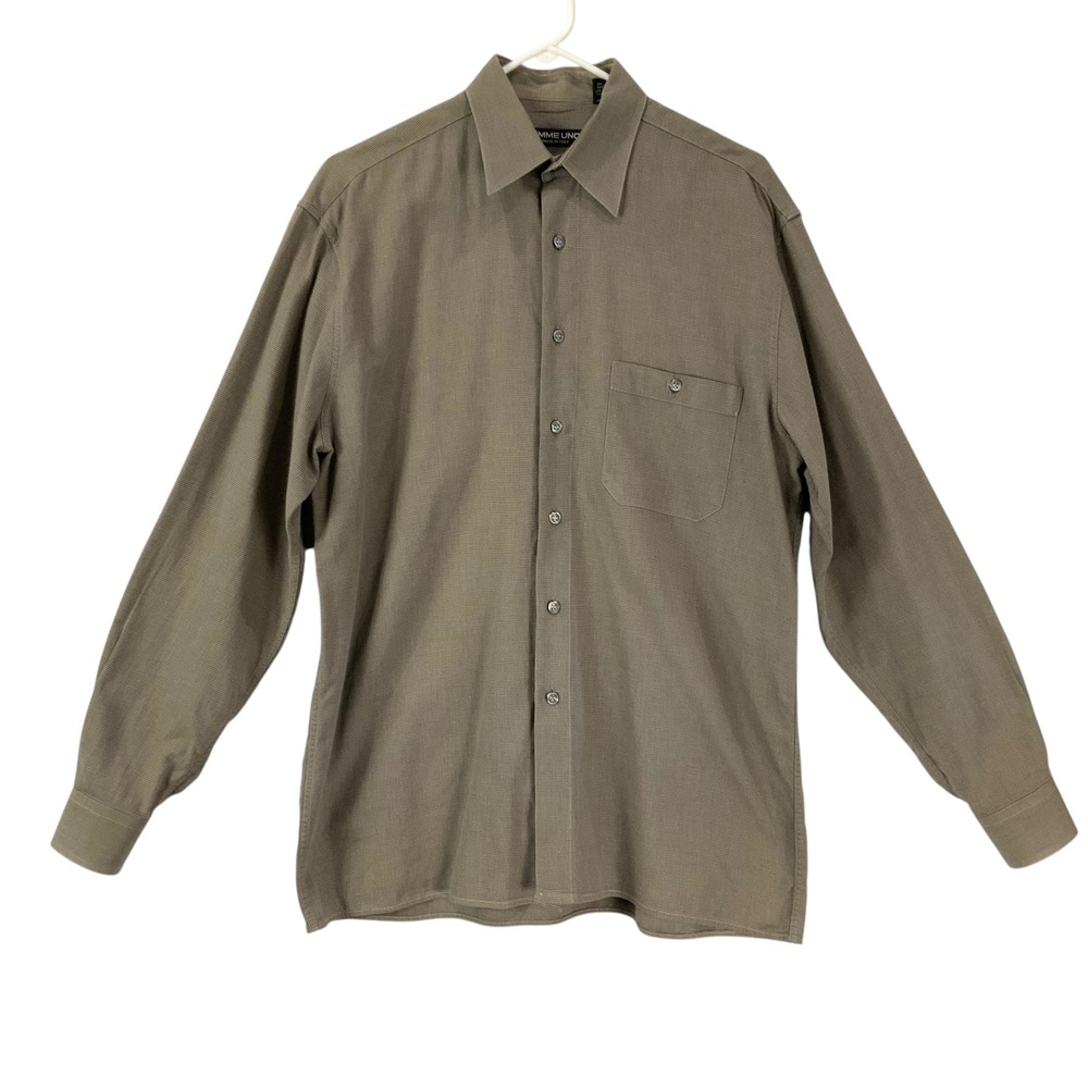 EMME UNO Mens Italian Made Textured Print Button Down Shirt Long Sleeve Size M